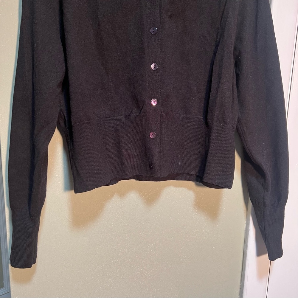 Fashion Nova Women's Plus Size 2X Cardigan Sweater Black Crewneck Cropped Button - Picture 5 of 11